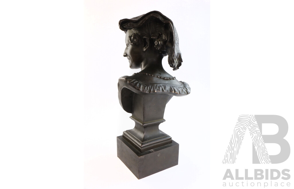 Reproduction Cast Bronze Bust of a Lady