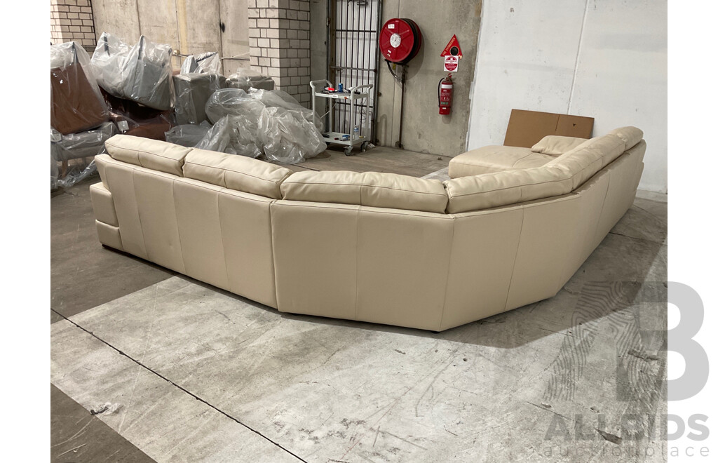 Park Avenue 5 Seat Leather Modular Sofa, Cream - ORP$4256