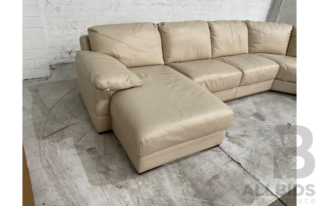 Park Avenue 5 Seat Leather Modular Sofa, Cream - ORP$4256