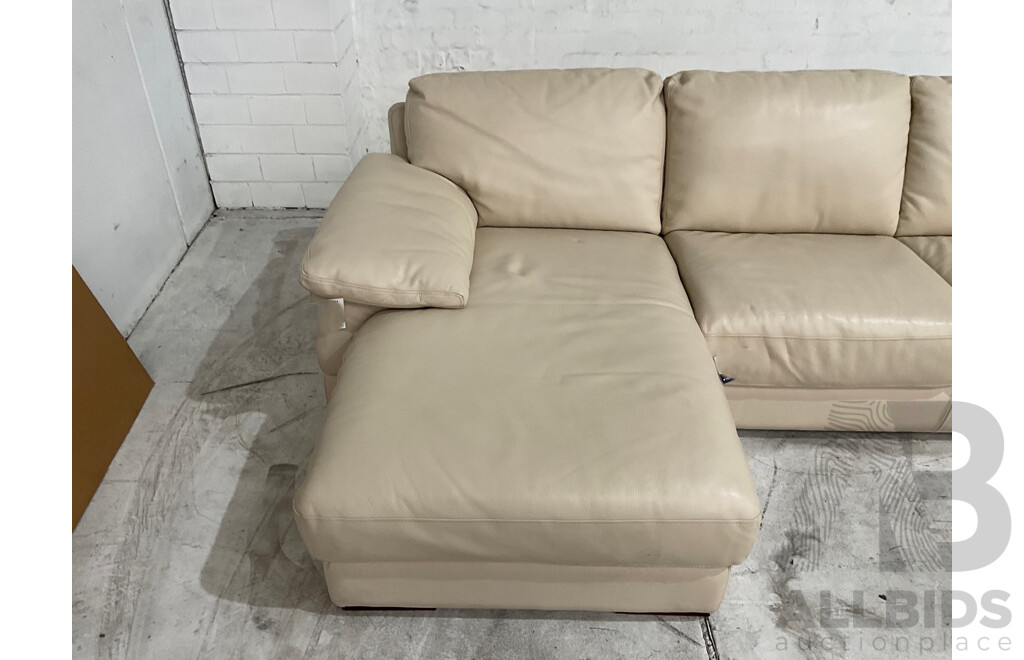 Park Avenue 5 Seat Leather Modular Sofa, Cream - ORP$4256