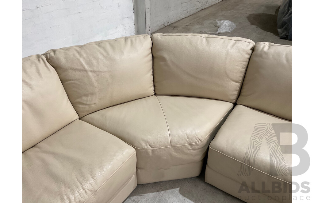 Park Avenue 5 Seat Leather Modular Sofa, Cream - ORP$4256