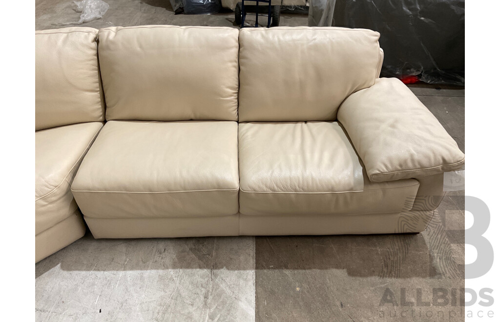 Park Avenue 5 Seat Leather Modular Sofa, Cream - ORP$4256