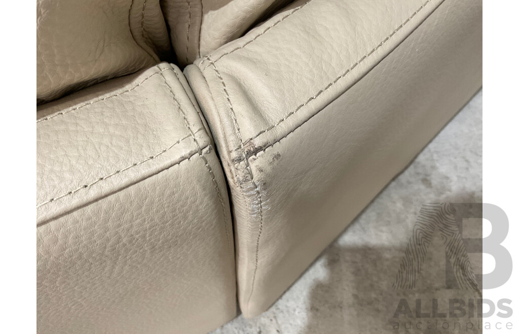 Park Avenue 5 Seat Leather Modular Sofa, Cream - ORP$4256