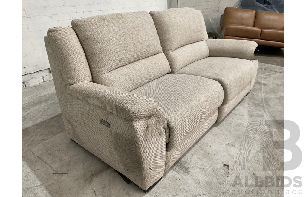Carlton 2.5 Seat Fabric Electric Modular Recliner, Birch - ORP$2789