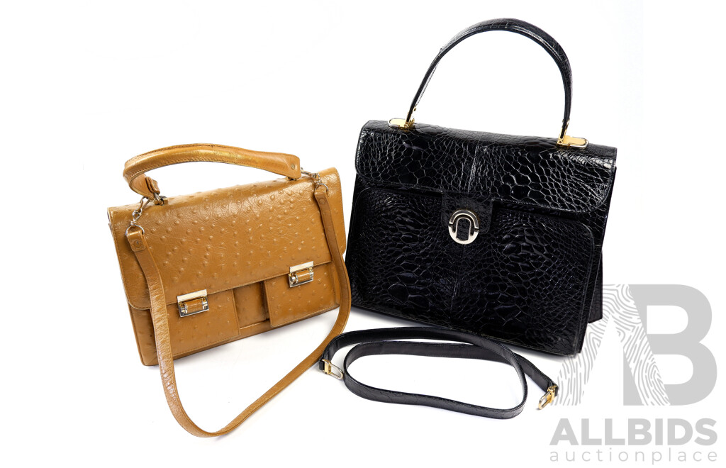 Vintage Italian Sant 'Agostino Leather Handbag with Another Vintage Leather handbag
