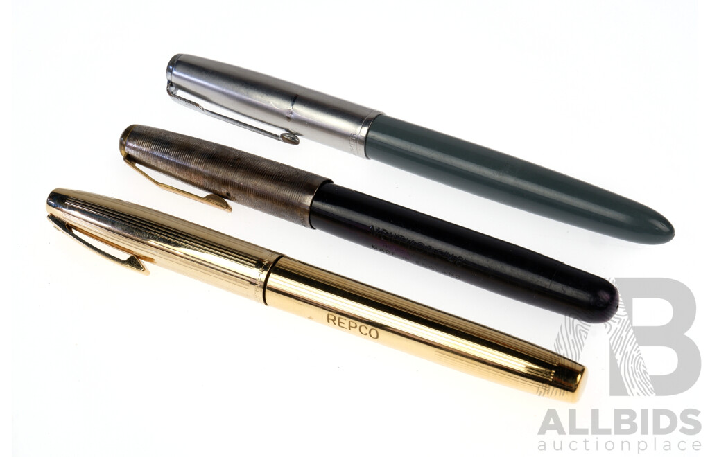 Three Vintage Fountain Pens, Including Parker, Mentmore and Shaeffer