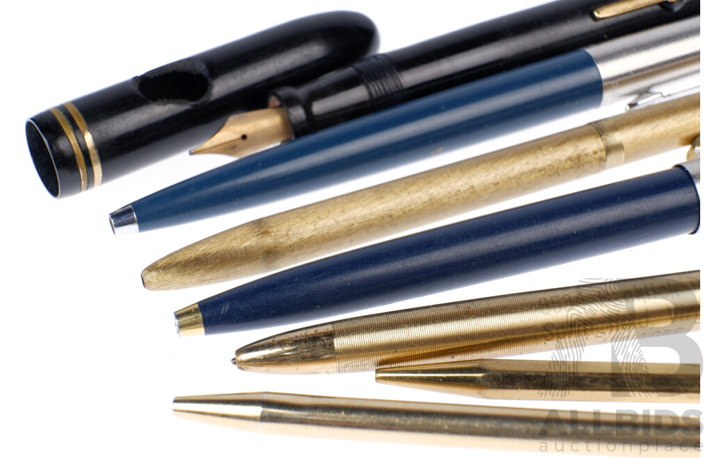 Collection of Vintage Ball Point Pens, Fountain Pen, and Automatic Pencils