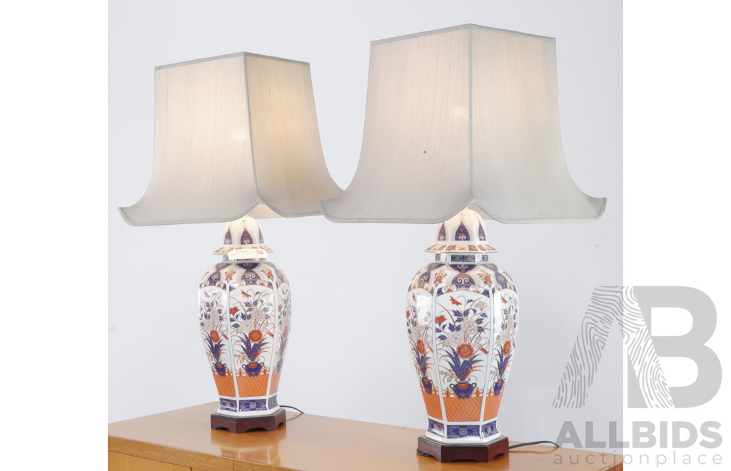 Pair of Imari Urns Converted into Table Lamps