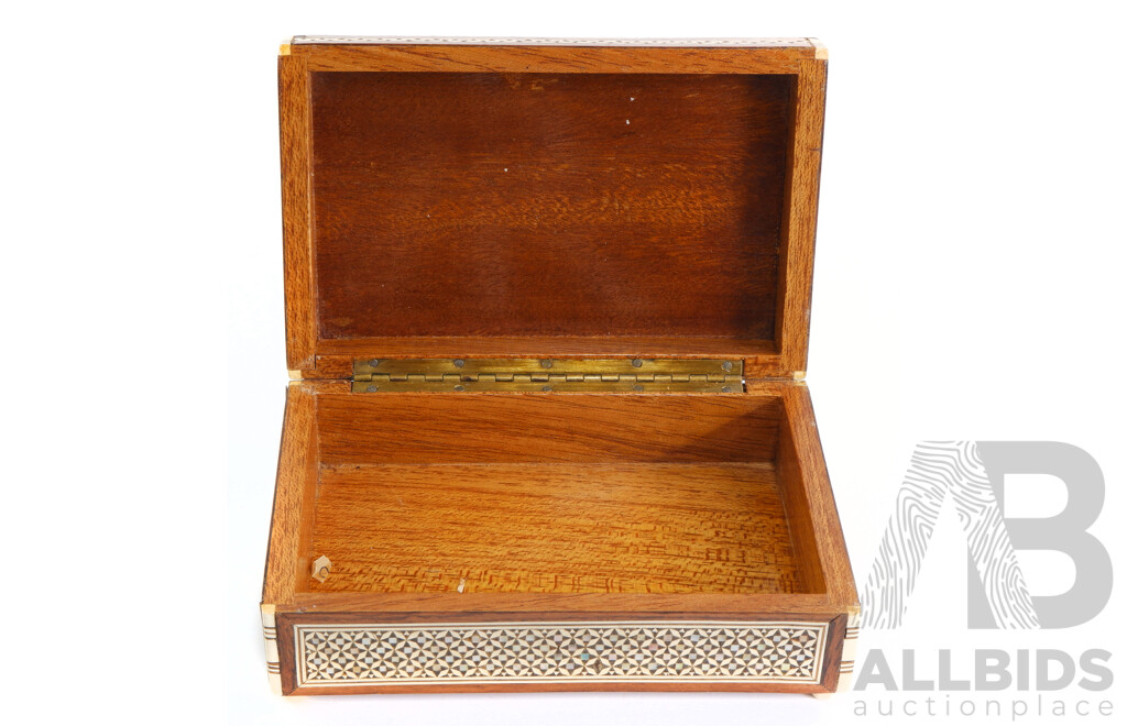 Vintage Indo-Persian Shell and Bone Inlaid Teak Box