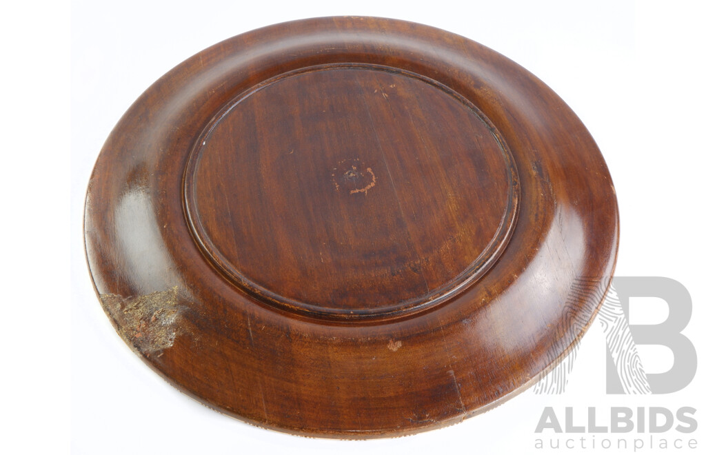 Vintage Indo-Persian Shell and Bone Inlaid Teak Charger