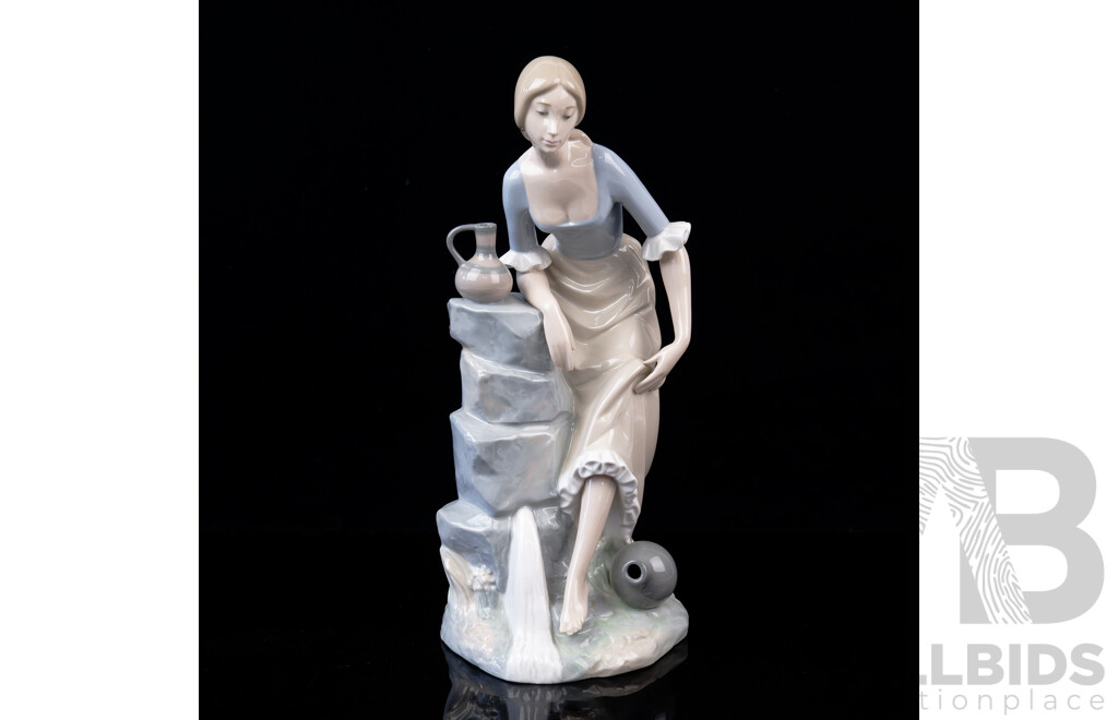 Vintage Lladro Figure of a Woman Washing Her Feet