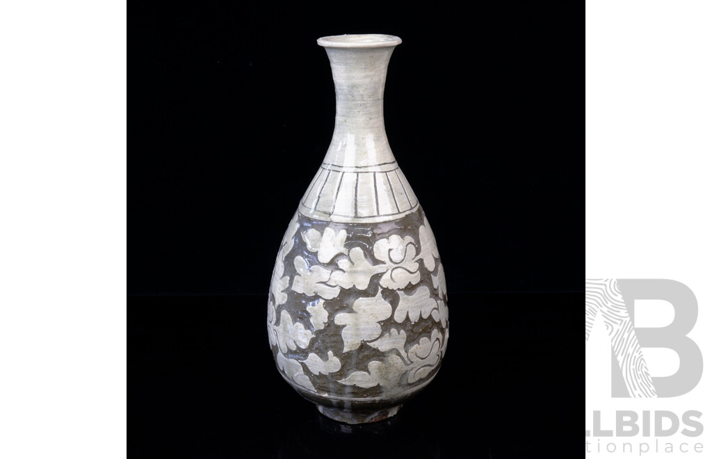 Korean Incised and Glazed Ceramic Vase