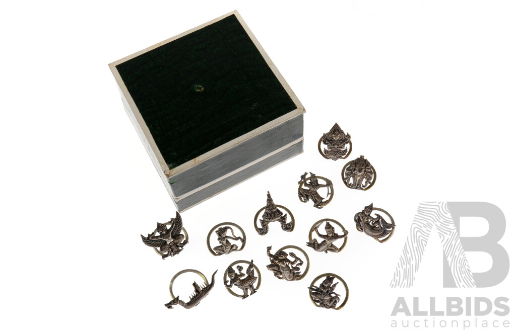 Collection of Thai Sterling Silver Place Card Holders