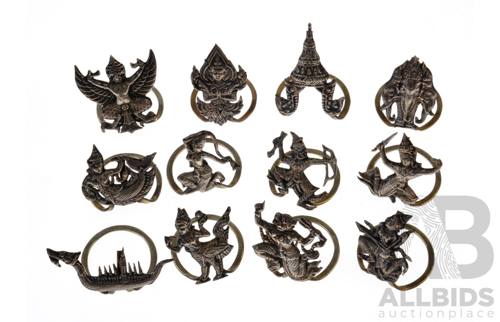 Collection of Thai Sterling Silver Place Card Holders