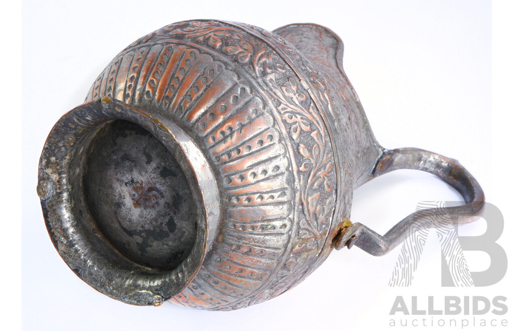 Antique Indo-Persian Silvered Copper Jug