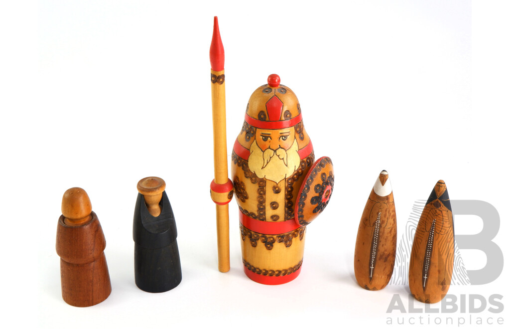 Pair of Vintage Salt and Pepper Pots Made in Denmark, Vintage Russian Doll and More 
