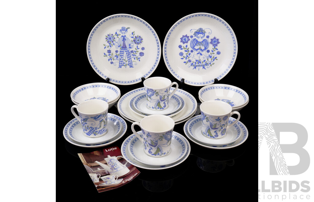 Vintage Figgjo Lotte Pattern Dinner Service for Four 20 Pieces