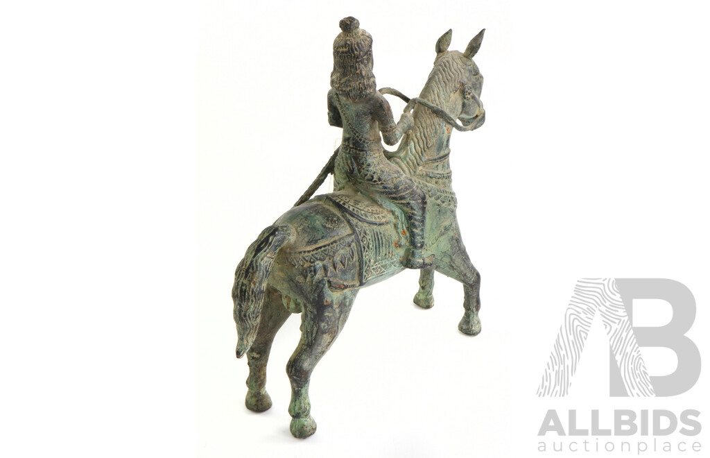 Vintage Burmese Bronze Horse and Rider