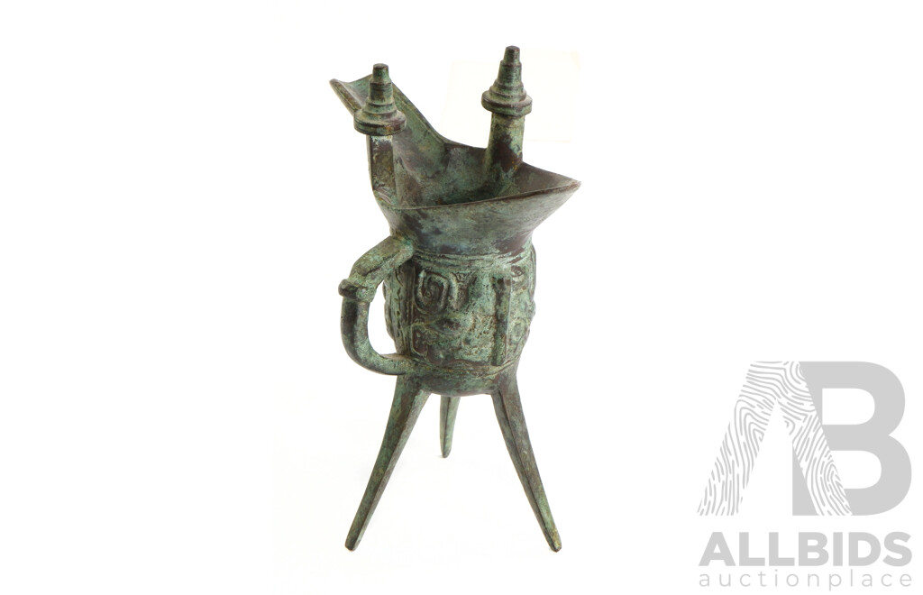 Chinese Archaic Style Bronze Wine Cup