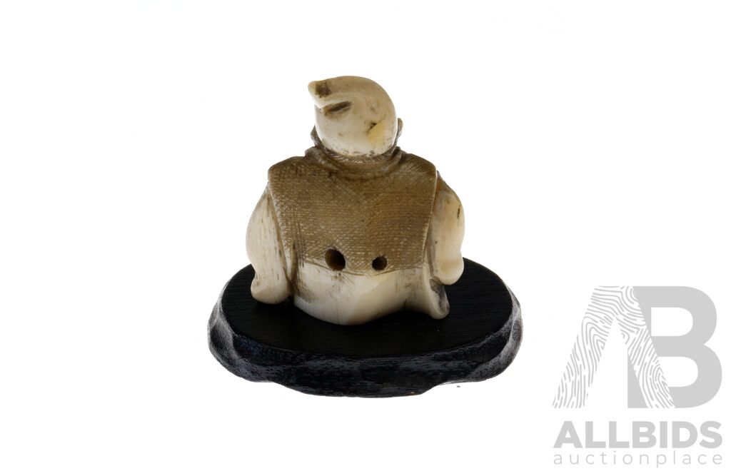 Antique Japanese Carved Ivory Netsuke of a Seated Figure Eating