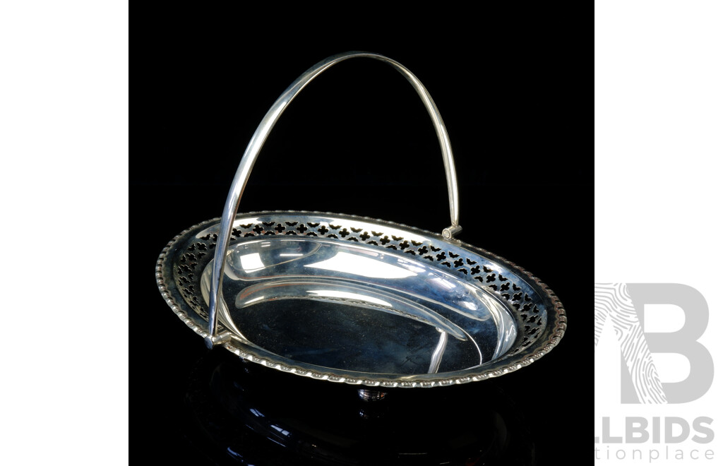 Vintage English Silver Plated Pierced Sweets Basket