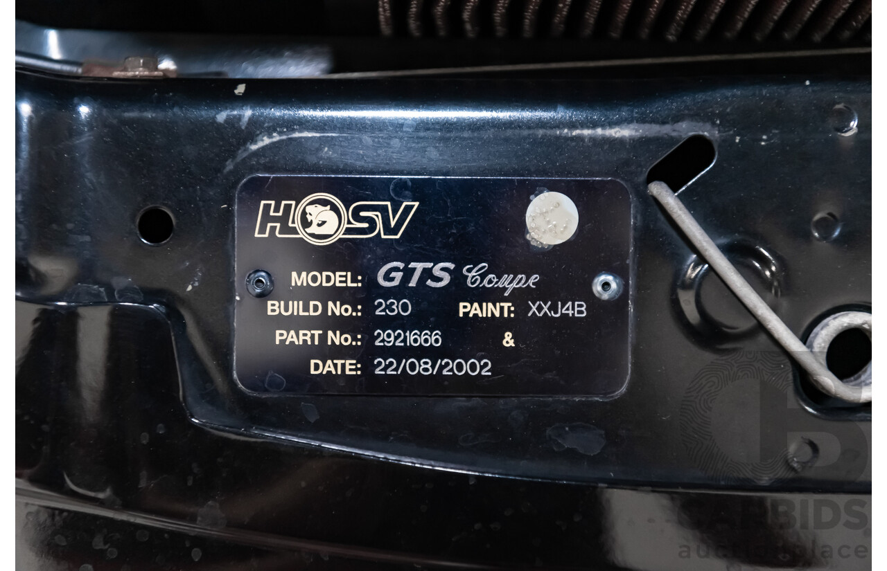 8/2002 Holden HSV GTS Coupe V2 Build No.230 2d Coupe Black V8 5.7L