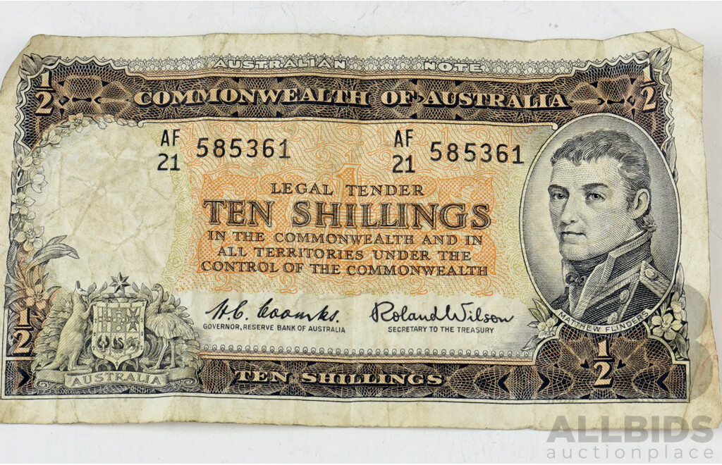 Australian Ten Shilling Note, AF21 Coombs/Wilson