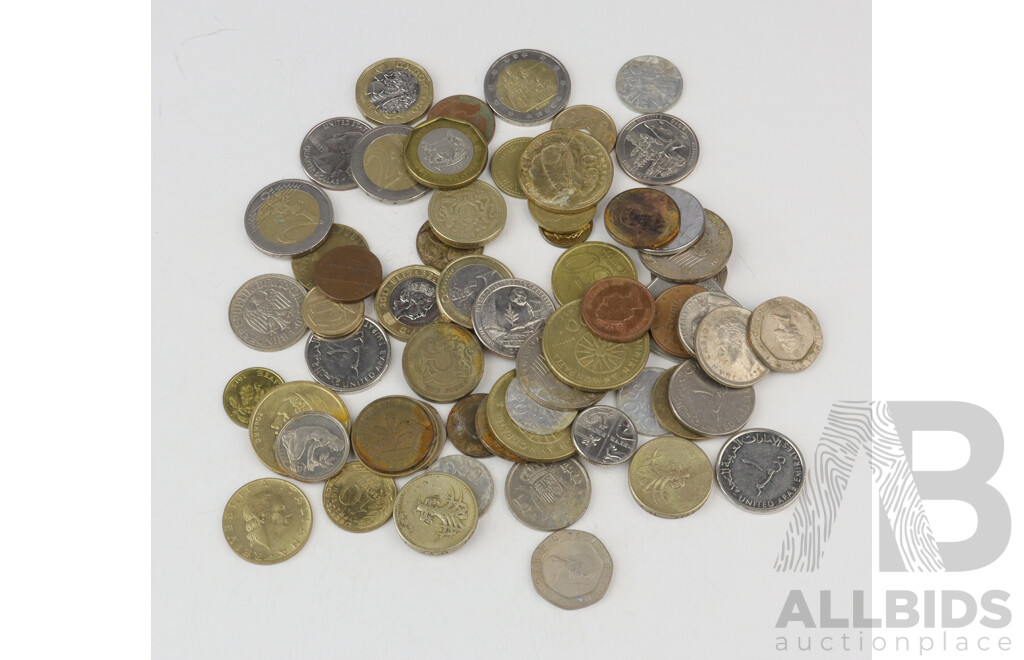 Collection of International Coins Including Euros, Greece, UK, Germany and More
