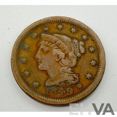 USA 1849 One Cent Coin