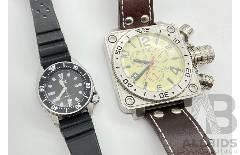 Two Costume Watches Marked Seiko and Verve with Chain and T Bar