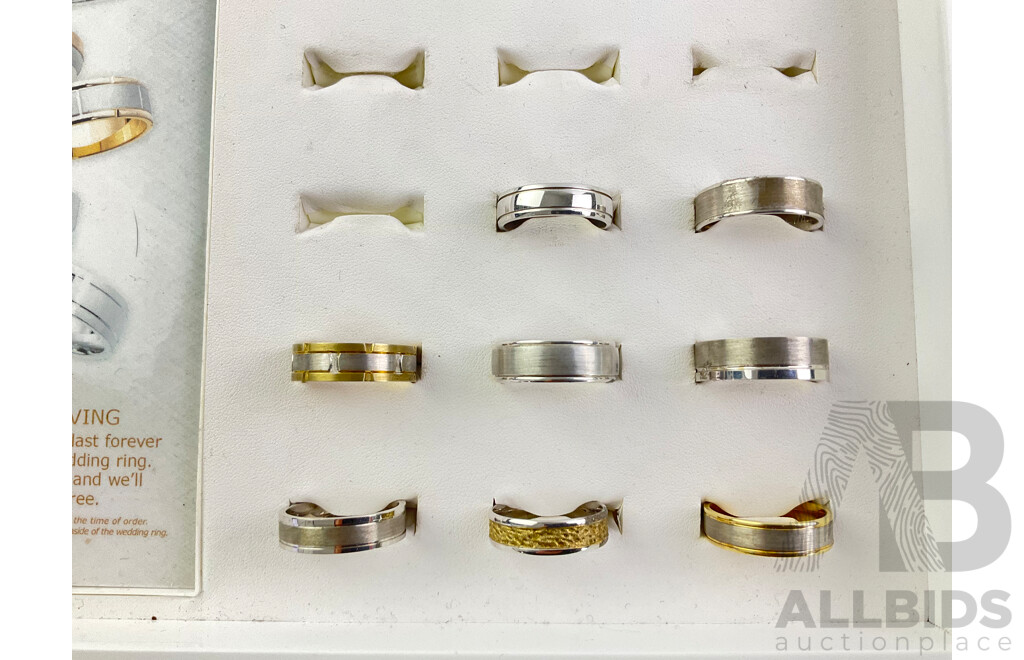 Collection of Peter W Beck and W&D Sterling Silver and Base Metal Display Rings - Various Sizes