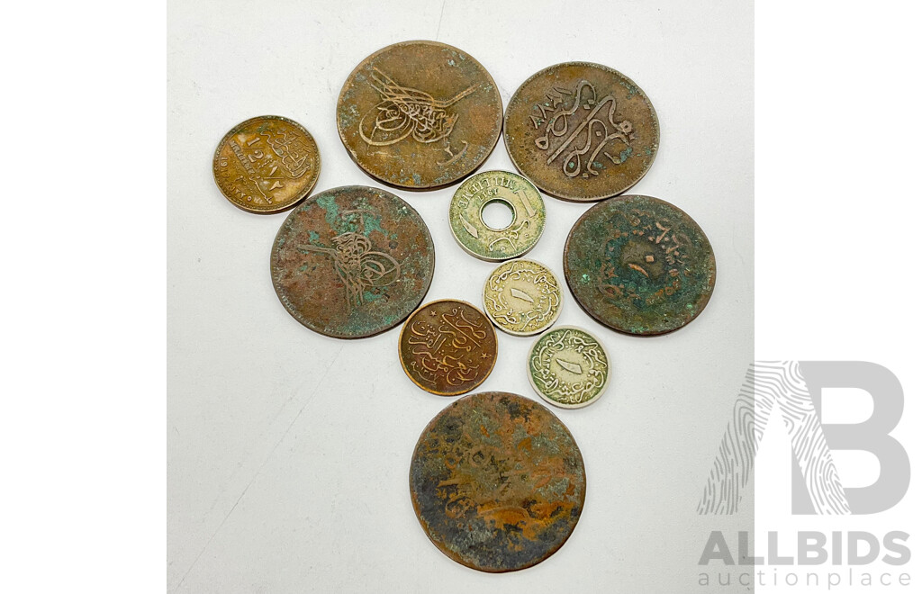 Rare Antique Egyptian Coins Including 1798 and 1917 Examples