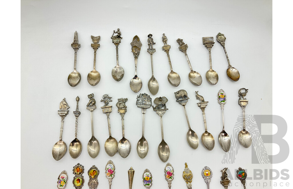 Large Collection of Australian and International Collector Spoons and Forks Including Charles and Diana, Disney, Canada and More (39)