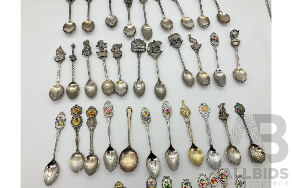 Large Collection of Australian and International Collector Spoons and Forks Including Charles and Diana, Disney, Canada and More (39)