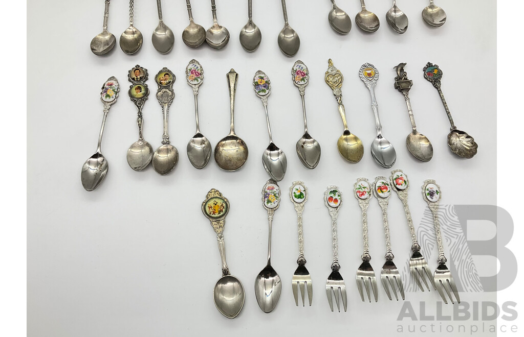 Large Collection of Australian and International Collector Spoons and Forks Including Charles and Diana, Disney, Canada and More (39)