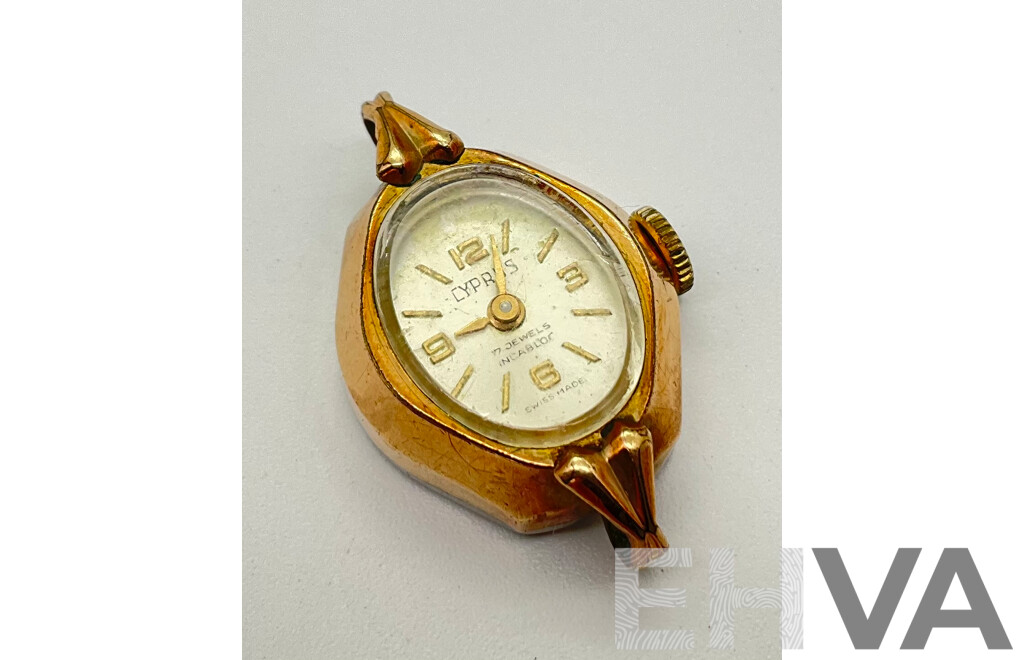 Women's Vintage Cyprus Seventeen Jewels Incabloc Watch with 9ct Case, Swiss Made