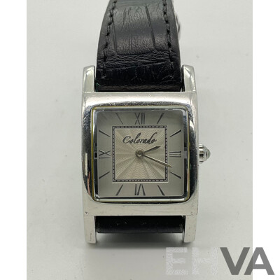 Colorado Chrome Case Wrist Watch with Leather Band