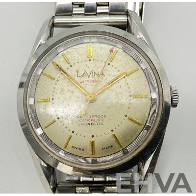 Vintage Lavina Twenty One Jewels Wrist Watch, Duraloy Incabloc, Swiss Made