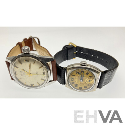 Vintage Wrist Watches, Lauris Aqualite Screw Lock, Twenty One Jewels and the Maximus Lever with Seconds Dial, Both Swiss Made
