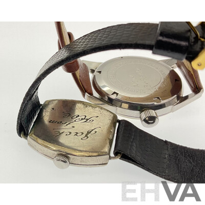 Vintage Wrist Watches, Lauris Aqualite Screw Lock, Twenty One Jewels and the Maximus Lever with Seconds Dial, Both Swiss Made