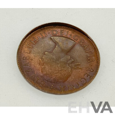 Australian 1954 Half Penny, Mis-Strike