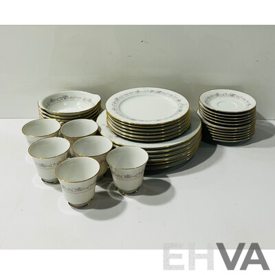 Noritake Porcelain 35 Piece Partial Dinner Service in Lilac Time Pattern