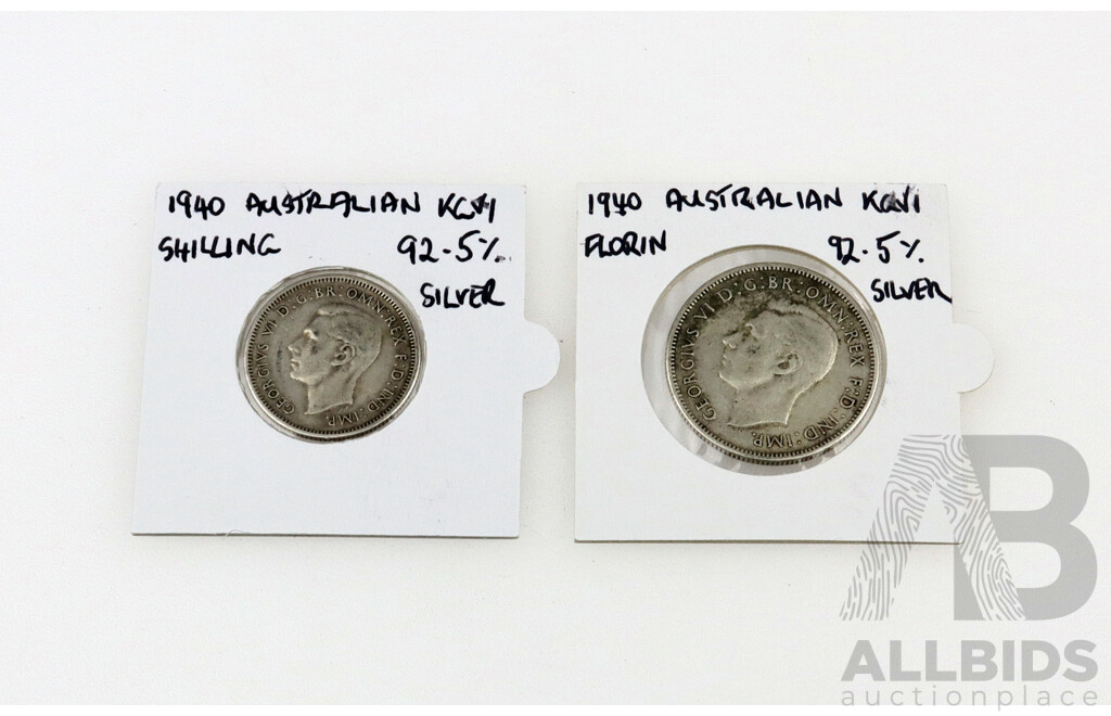 Australian 1940 Florin and Shilling .925 Silver