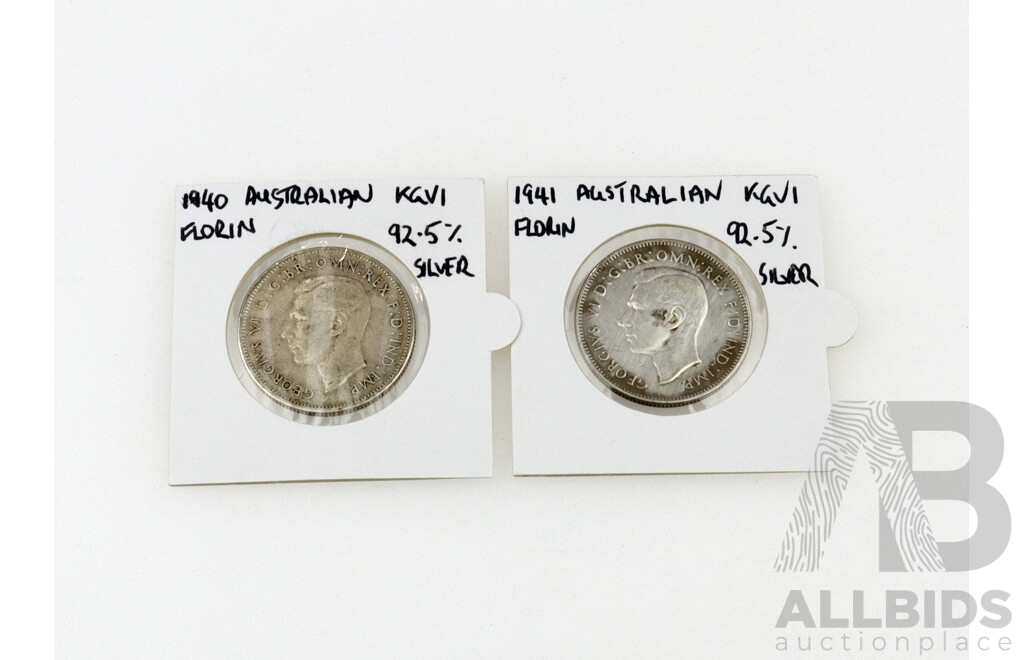 Australian 1940 and 1941 Florins .500 Silver