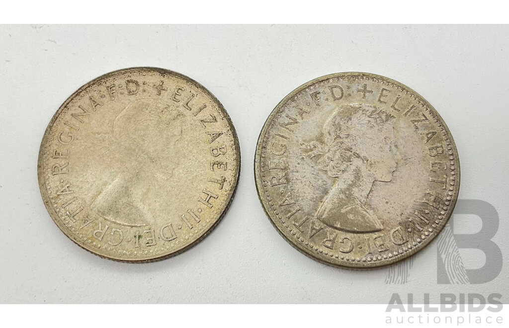 Australian Florins 1956 and 1957 .500 Silver (2)