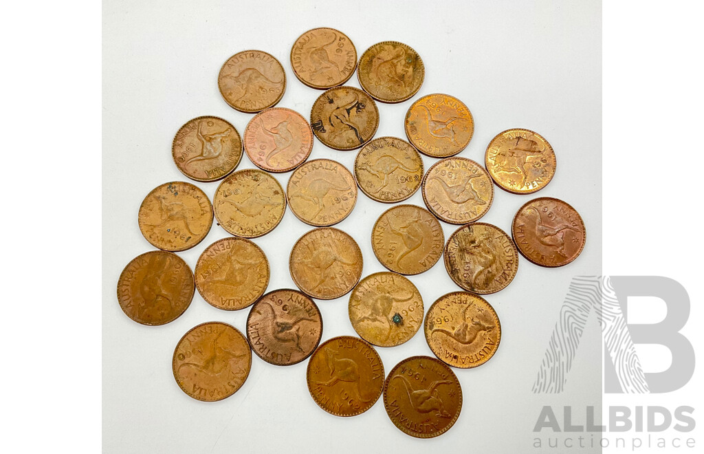 Australian QE2 Pennies 1960(3) 1961(3) 1962(4) 1963(5) 1964(10)