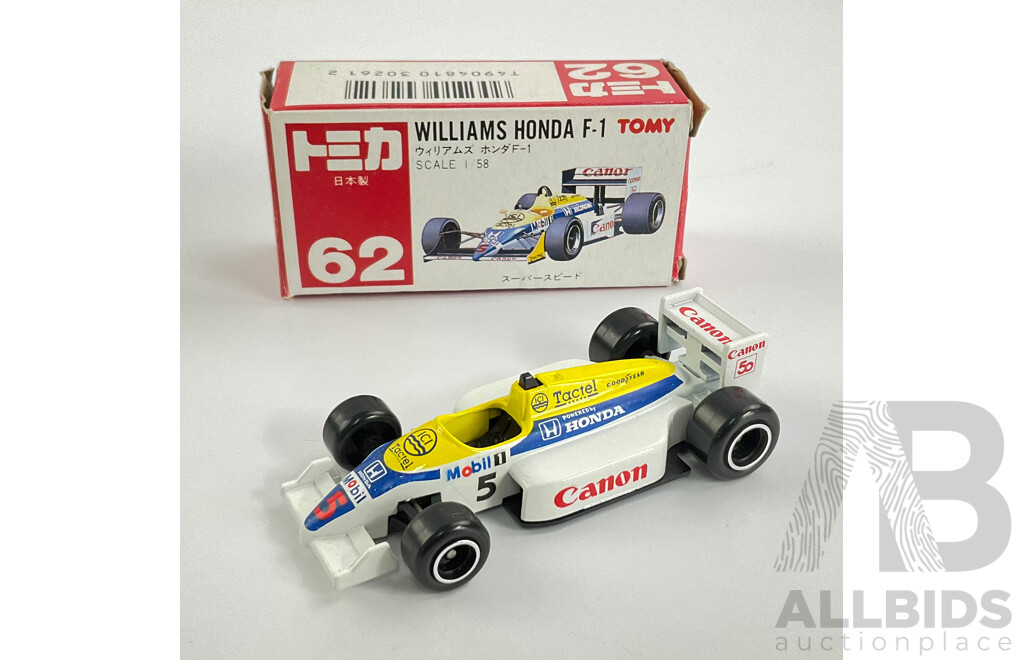 Boxed Vintage Tomica 62 Williams Honda Formula One, 1:58 Scale