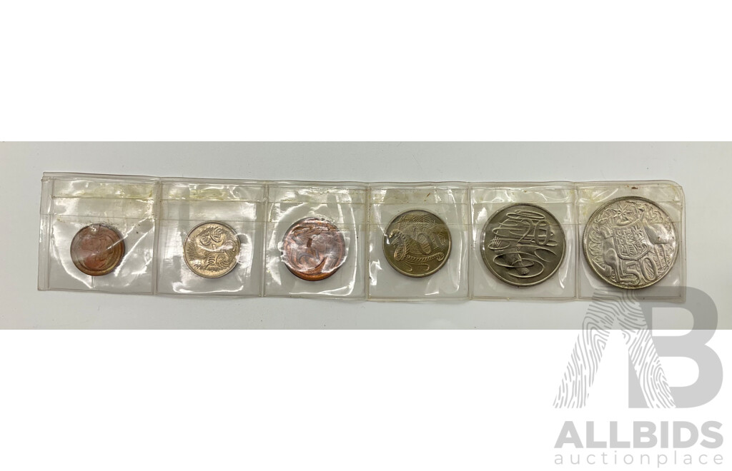 Australian 1966 Complete Coin Set Including Round Silver Fifty Cent Coin