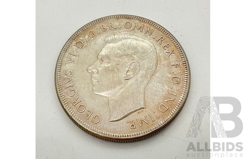 Australian 1937 Silver One Crown Coin, Likely UNC .925