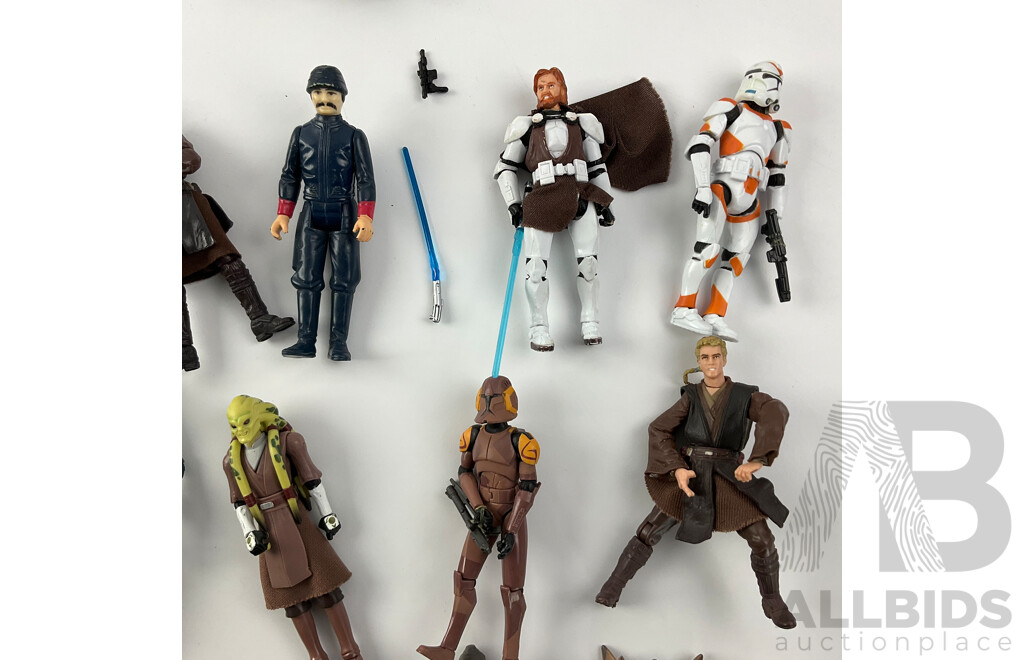 Collection of 1990's-2000's Star Wars Figures Including Yoda, Storm Trooper, Luke Sky Walker, Mace Windu, Rebel Fleet Trooper and More